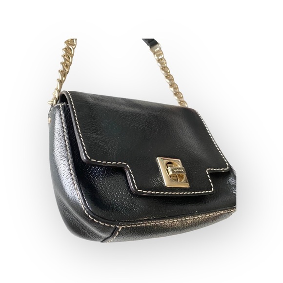 Kate Spade KSNY  Turnlock Gold Chain Handle Mini Bag Handbag  Black Leather  - Picture 5 of 16